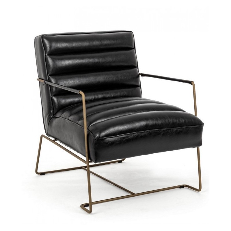 foto del prodotto poltrona struttura in acciaio verniciato e seduta rivestita in similpelle nero 62,5x74x80 45 56h cm