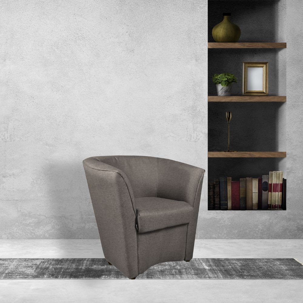 foto del prodotto poltrona tago in tessuto caffè enzo 10 h76xl75xp66