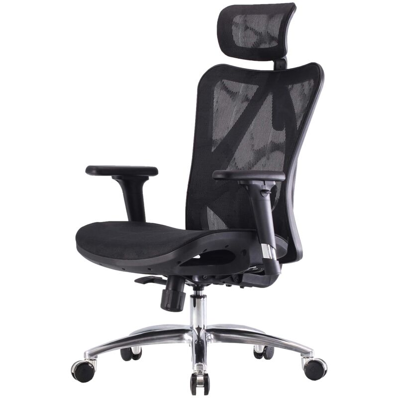 foto del prodotto poltrona ufficio ergonomica braccioli regolabili 150kg tessuto nero sihoo