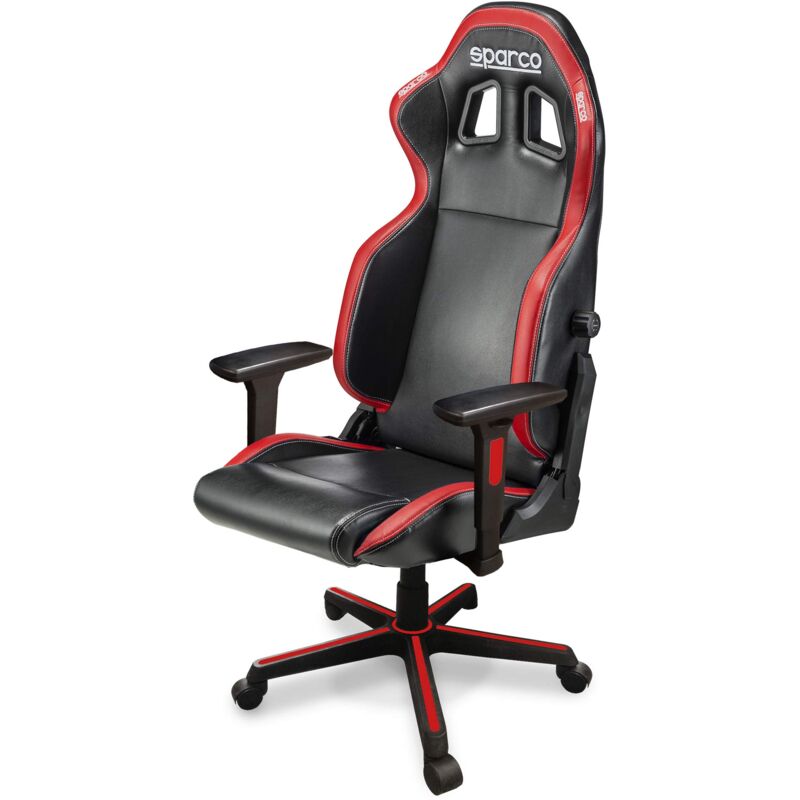 foto del prodotto poltrona ufficio icon nero rosso sedia gaming ufficio con schienale regolabile seduta ribassata e allargata sparco