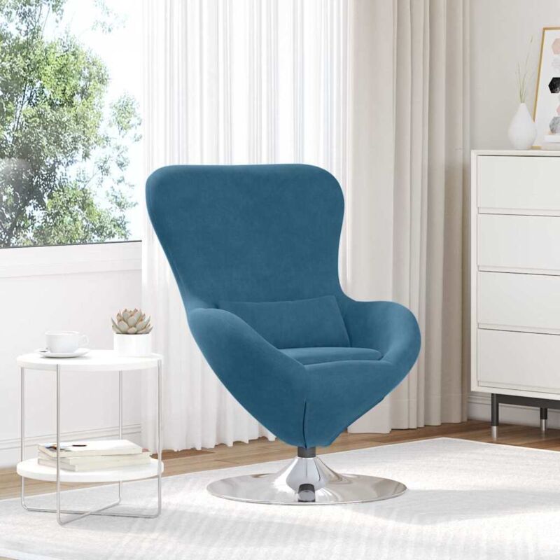 foto del prodotto poltrona uovo blu 63 x 73 x 90 cm velluto vidaxl