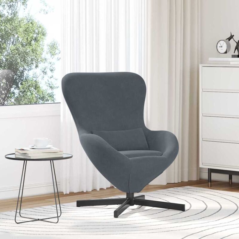 foto del prodotto poltrona uovo grigio scuro velluto vidaxl