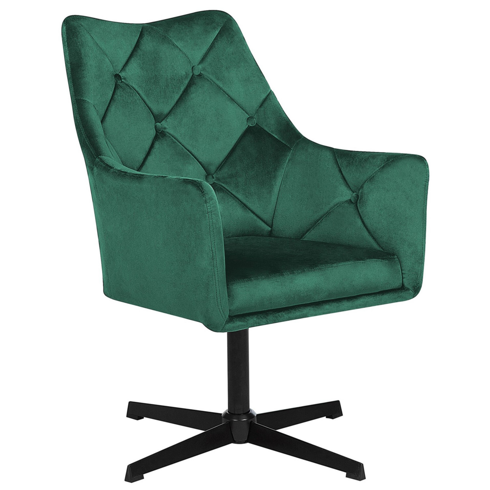 foto del prodotto poltrona velluto verde 73l x 61l x 95h con schienale capitonn con gamba singola in metallo glam