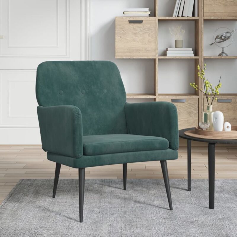 foto del prodotto poltrona verde scuro 62x79x79 cm velluto vidaxl