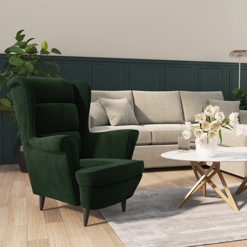 foto del prodotto poltrona verde scuro in velluto cod mxl 41351