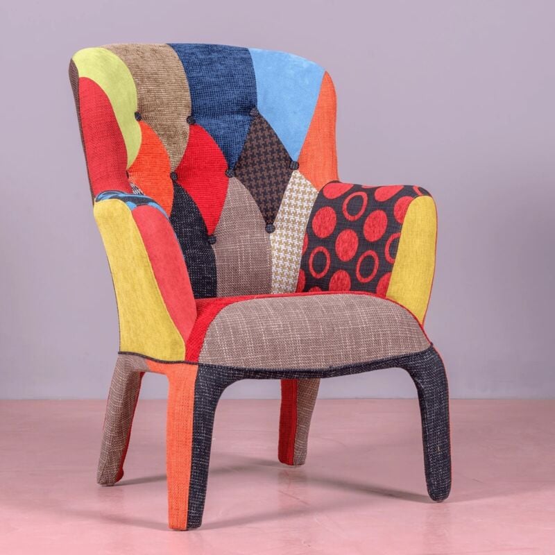 foto del prodotto poltrona vintage rivestita capitone multicolore nest dream