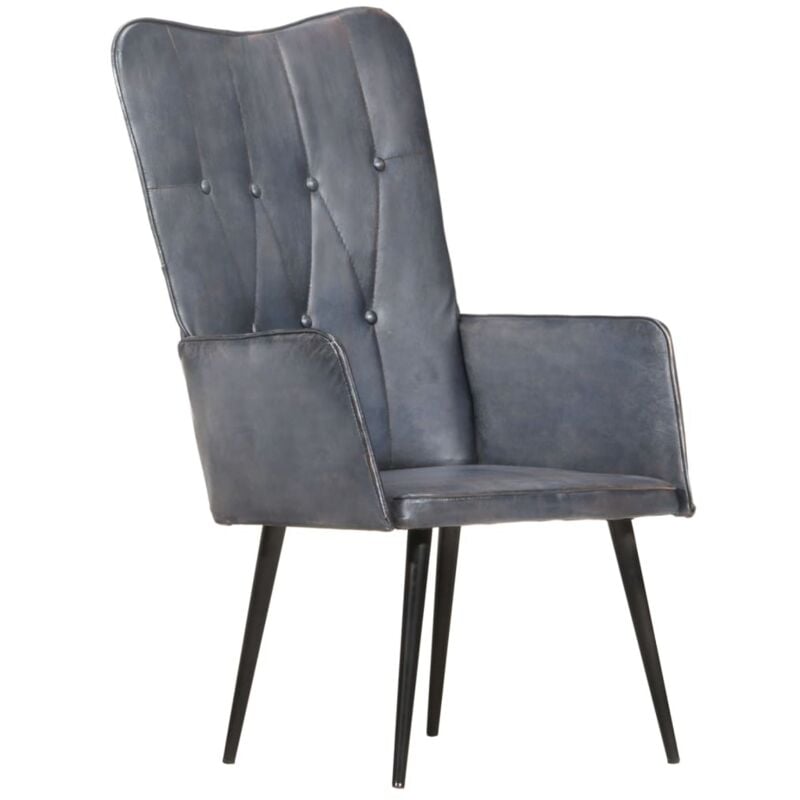 foto del prodotto poltrona wingback grigia in vera pelle - vidaxl