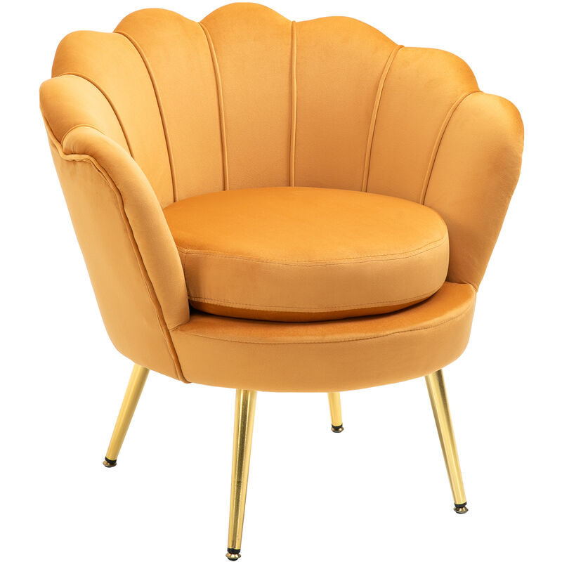foto del prodotto poltroncina da camera in velluto giallo poltrona vintage di design homcom