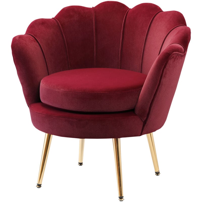 foto del prodotto poltroncina da camera in velluto rosso poltrona vintage di design homcom