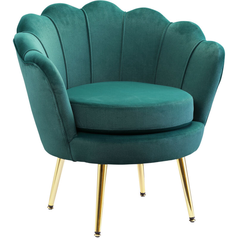 foto del prodotto poltroncina da camera in velluto verde poltrona vintage di design homcom