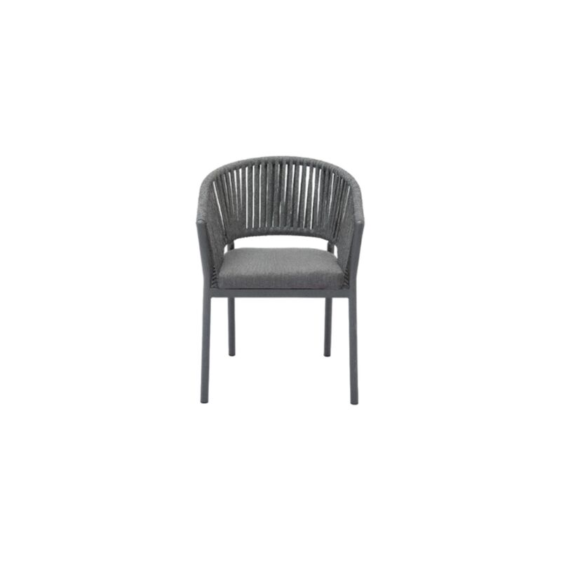 foto del prodotto poltroncina da esterno barbados in alluminio verniciato a polvere antracite con intreccio in corde l 57 x p 60 x h 80 cm klulk