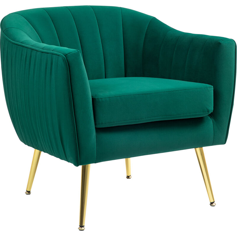 foto del prodotto poltroncina da salotto imbottita con braccioli 71x72x73 cm verde homcom