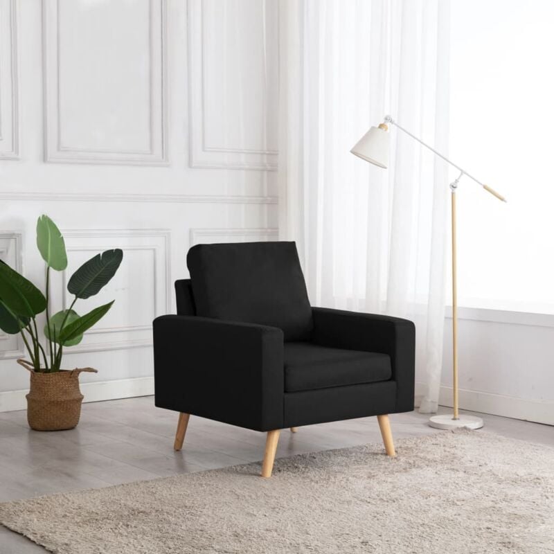foto del prodotto poltroncina dal design retr in tessuto disponibile in vari colori colore nero