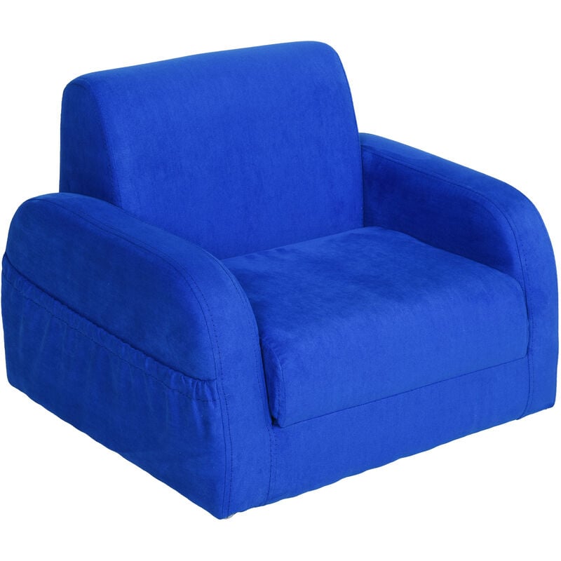 foto del prodotto poltroncina letto 2 in 1 per cameretta bambini blu, max.65 kg, 47x45x38cm homcom