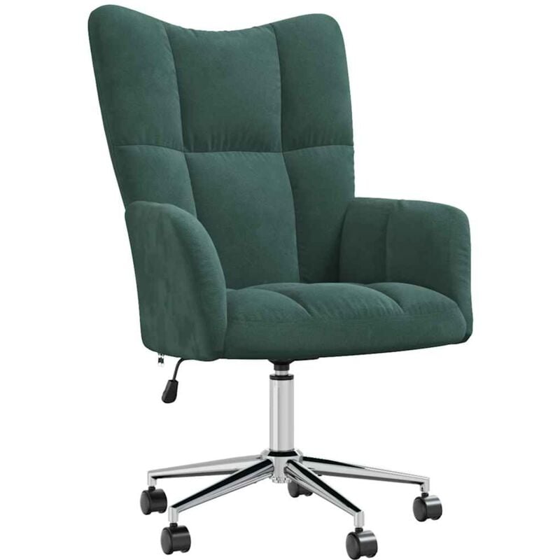 foto del prodotto poltroncina lounge da ufficio poltrona su ruote regolabile in altezza design moderno in velluto verde scuro dec026785