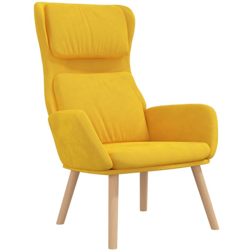 foto del prodotto poltroncina lounge design moderno divano poltrona in velluto giallo senape dec026711
