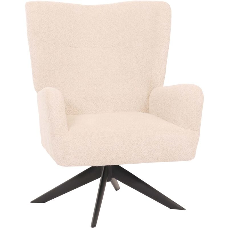 foto del prodotto poltroncina lounge imbottita da cocktail girevole relax tessuto panna beige e metallo 040006396