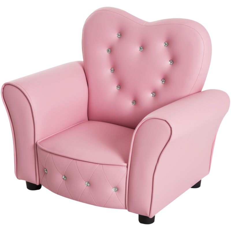 foto del prodotto poltroncina per bambini imbottita rivestimento in pvc e brillanti rosa homcom