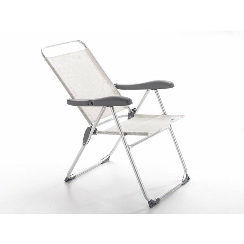 foto del prodotto poltroncina pieghevole tahiti braccioli struttura alluminio tub. 22 mm bianco