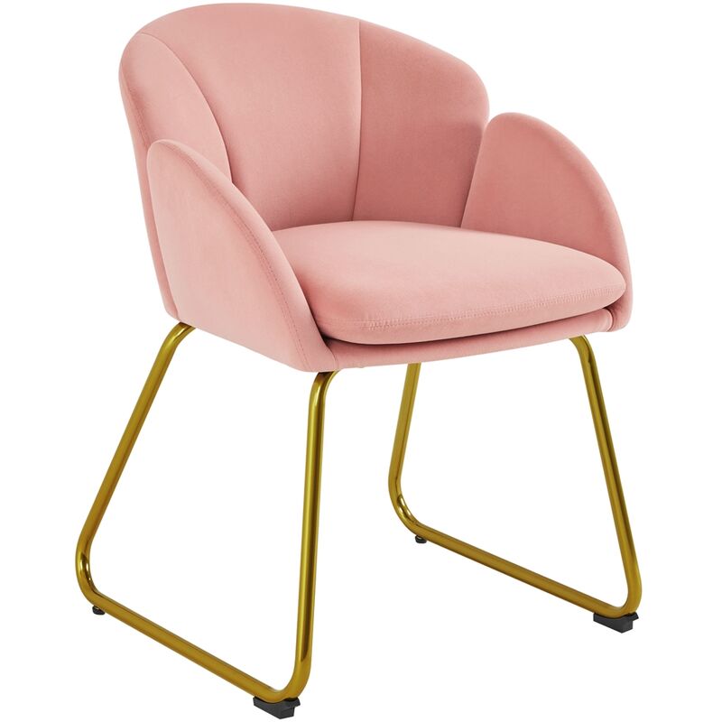 foto del prodotto poltroncina salotto poltrona soggiorno imbottita alta ergonomica in velluto con schienale braccioli portata 136 kg rosa yaheetech