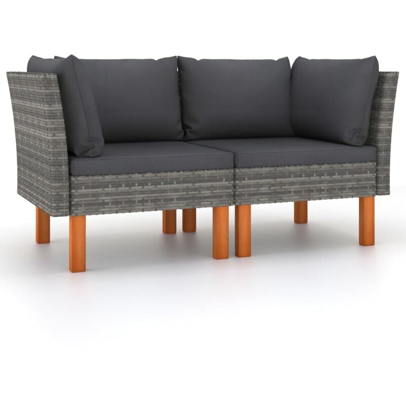 foto del prodotto poltrone angolari 2 pz polyrattan e legno massello di eucalipto