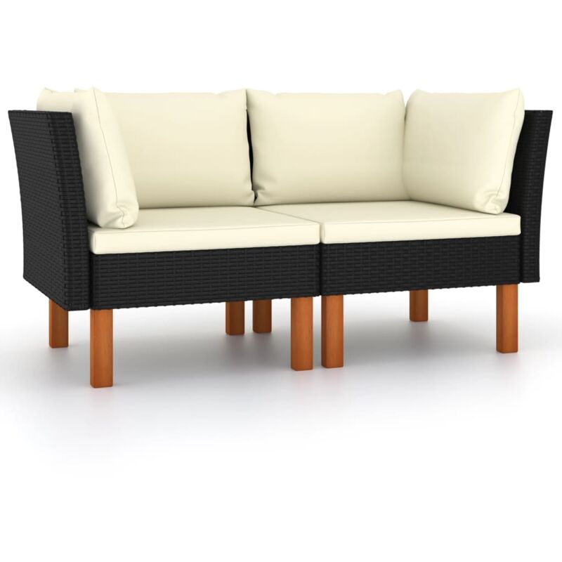 foto del prodotto poltrone angolari 2 pz polyrattan e legno massello di eucalipto