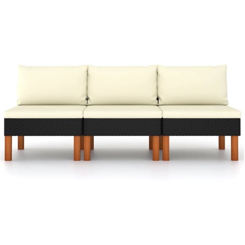 foto del prodotto poltrone centrali 3 pz polyrattan e legno massello di eucalipto