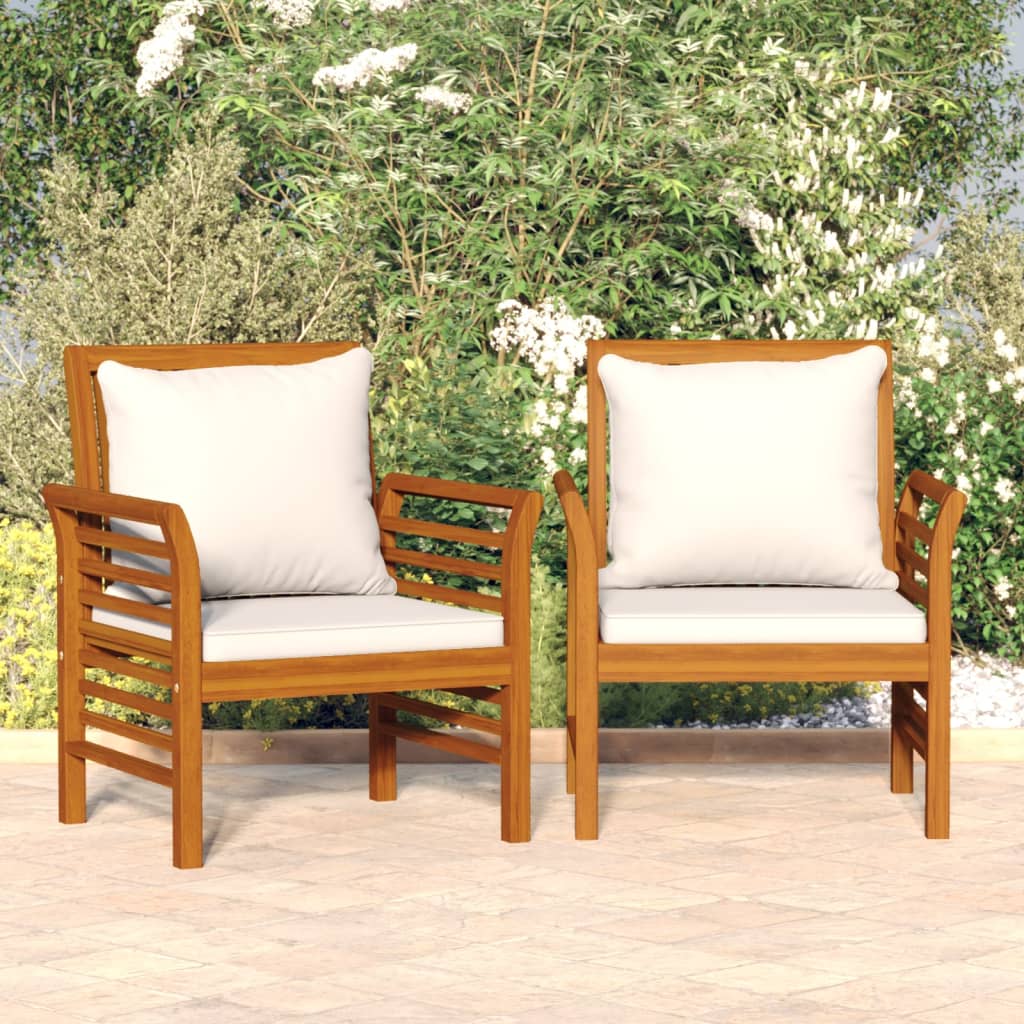 foto del prodotto poltrone con cuscini bianco crema 2 pz legno massello di acacia vidaxl 734864