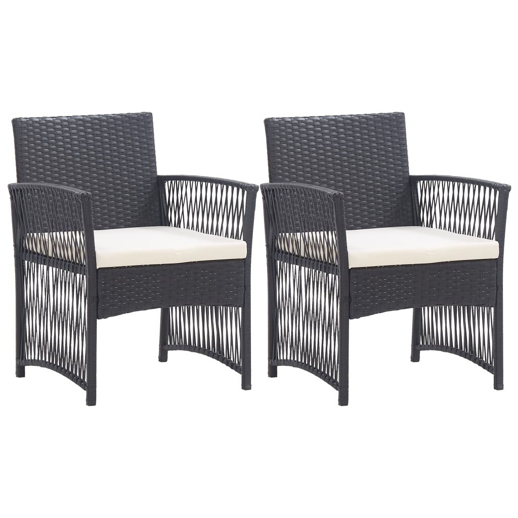 foto del prodotto poltrone da giardino con cuscini 2 pz nere in polyrattan cod mxl 15940