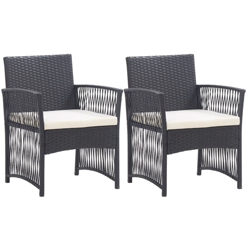 foto del prodotto poltrone da giardino con cuscini 2 pz nere in polyrattan vidaxl