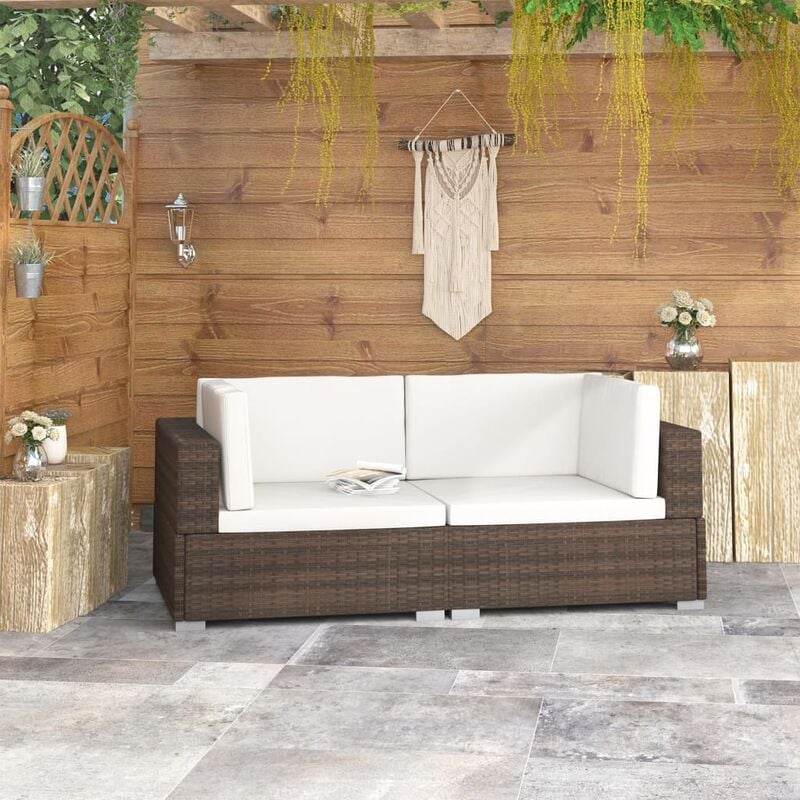 foto del prodotto poltrone modulari ad angolo con cuscini 2 pz polyrattan marrone vidaxl 466645
