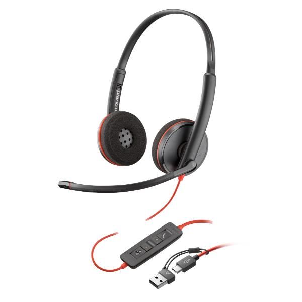 foto del prodotto poly cuffie blackwire 3220 stereo usb-c + adattatore usb-c/a (sfuse)