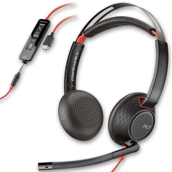 foto del prodotto poly cuffie blackwire 5220 stereo usb c spinotto da 3,5 mm adattatore usb c a sfuse 