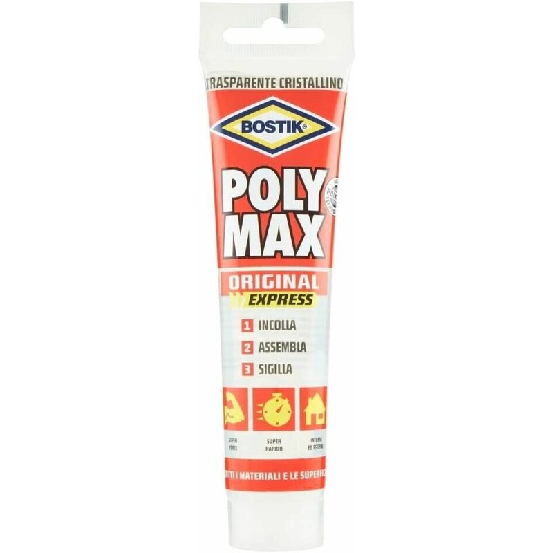 foto del prodotto poly max original express trasparente colla di montaggio universale 115 g bostik