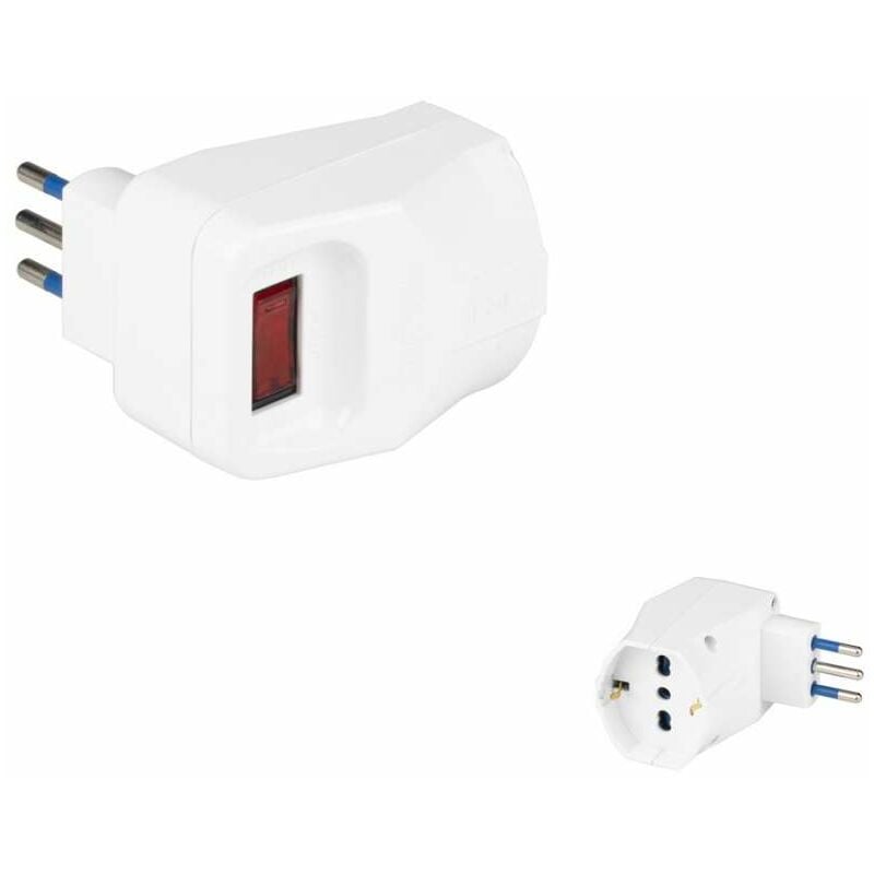 foto del prodotto poly pool adattatore con spina piccola 10a 2p t presa bivalenti 10 16a 250v bianco