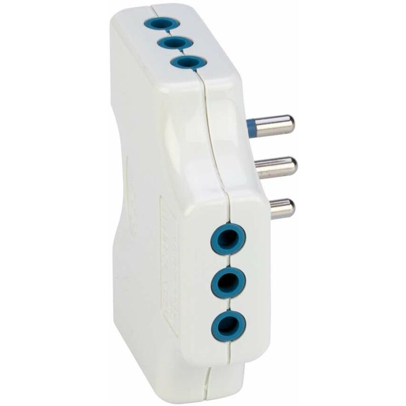 foto del prodotto poly pool adattatore salvaspazio con spina 10a 2p t 3 prese 10a 2p t bianco