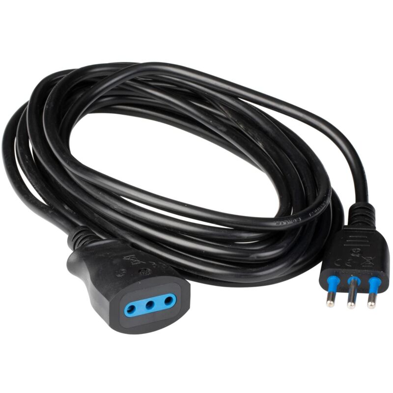 foto del prodotto poly pool polypool pp0381.1xam prolunga elettrica da 3 metri, cavo h05vv f 3x0,75mmq, spina e presa italiana 10a 2p t colore nero