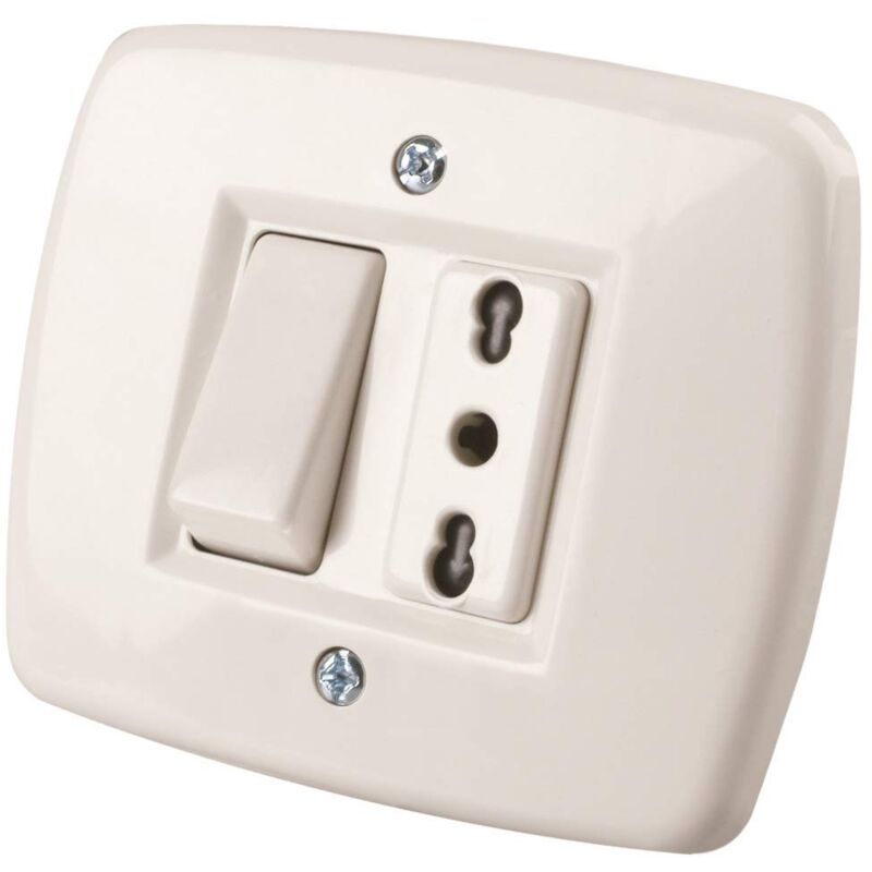 foto del prodotto poly pool pp0142x deviatore 10a presa biv 10 16a incasso sc. tonda