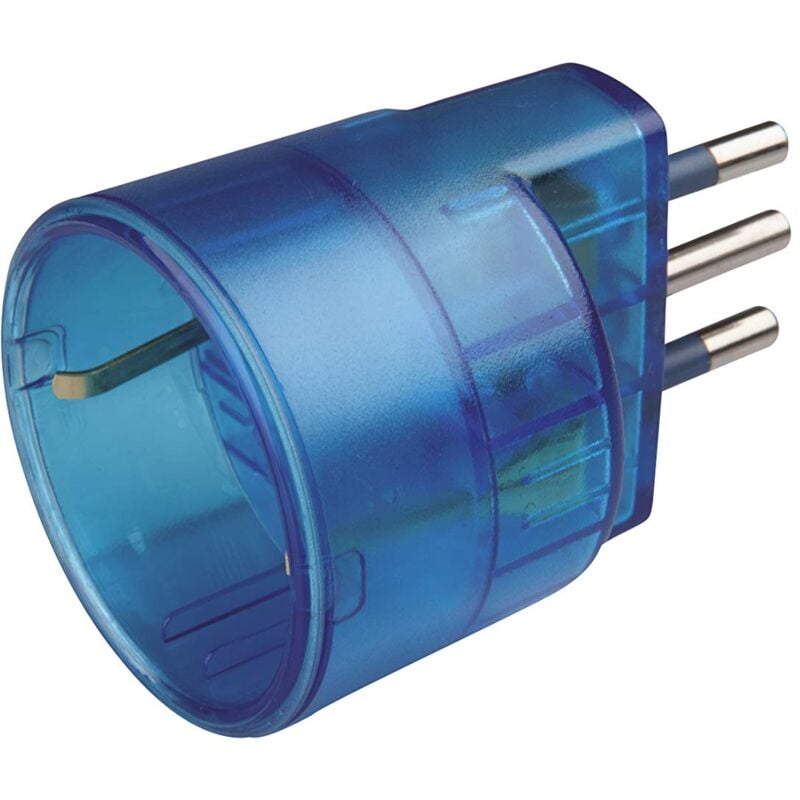 foto del prodotto poly pool pp0433.9s pp0433.9 adattatore con spina piccola e presa tedesca con terra laterale, azzurro trasparente, 1 pezzo