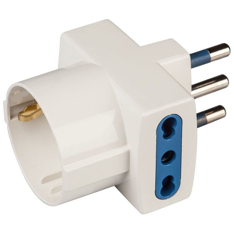 foto del prodotto poly pool pp0468.6s adattatore triplo, 16 a, 3 prese spina grande, set di 6 pezzi, bianco