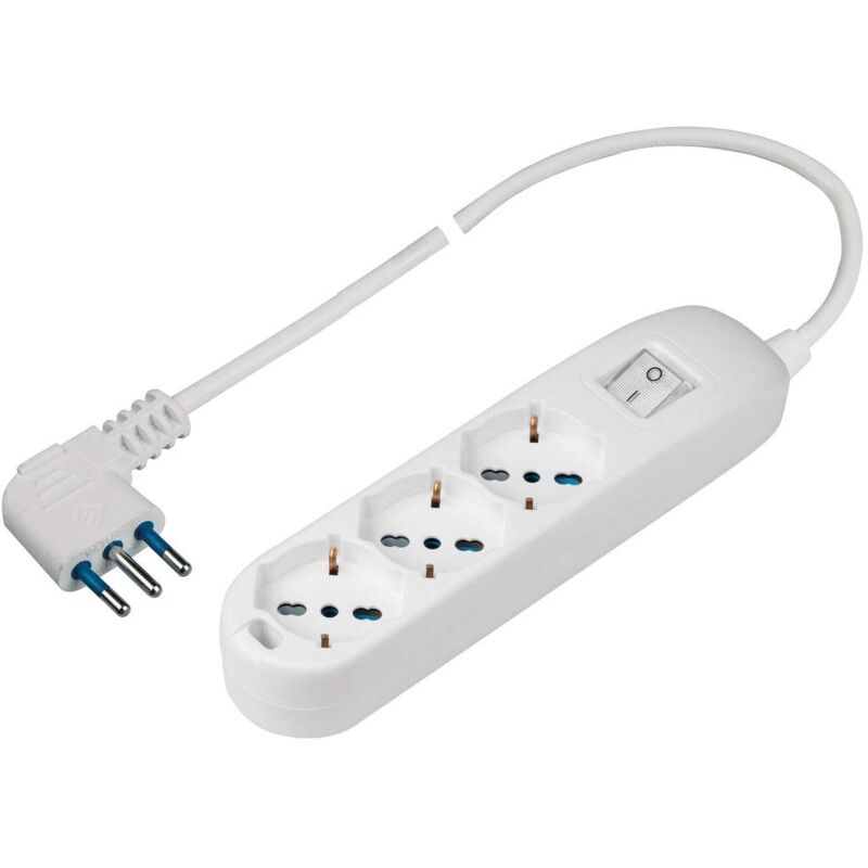 foto del prodotto poly pool pp0536xl presa multipla elix con 3 prese pluristandard, 1.5 m cavo e interruttore, bianco