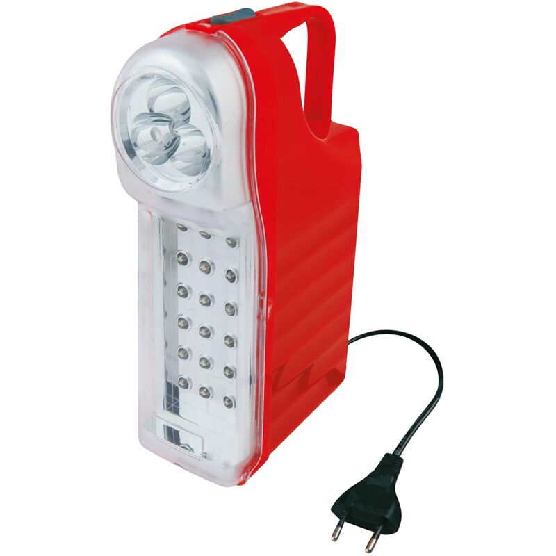 foto del prodotto poly pool pp0765 lampada di emergenza portatile ricaricabile 21 led luce emergenza 3 funzioni con cavo 1m e spina 10a lampada emergenza
