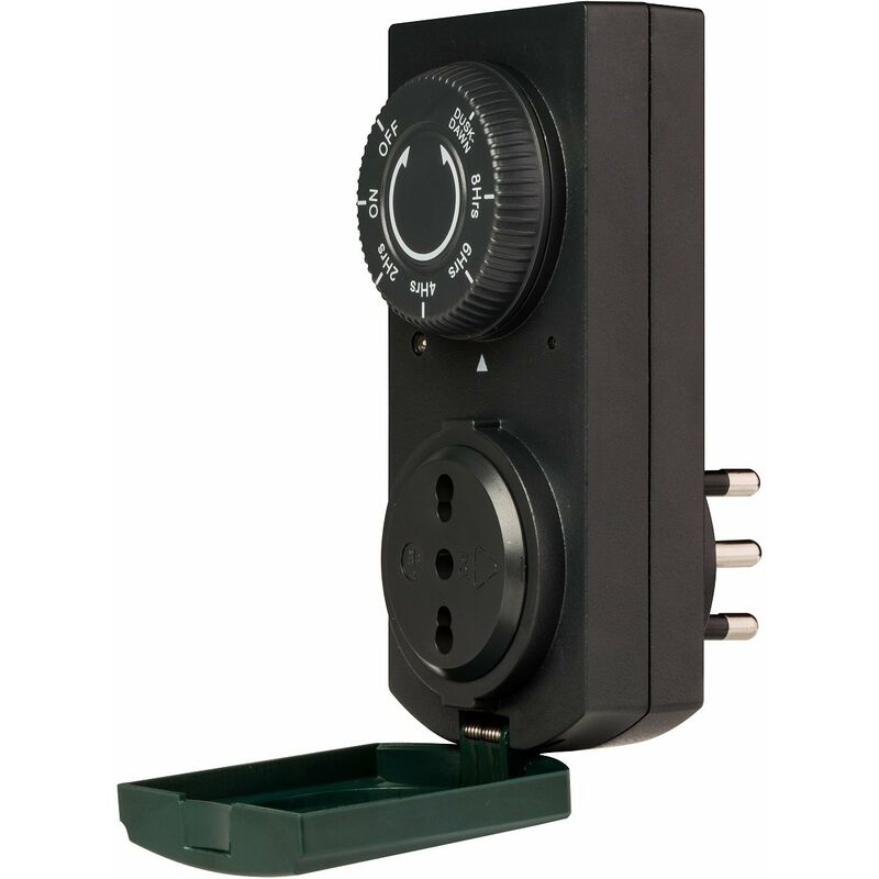 foto del prodotto poly pool pp1410 presa elettrica con sensore crepuscolare timer presa elettrica con 4 intervalli e funzione programmabile tramonto alba presa