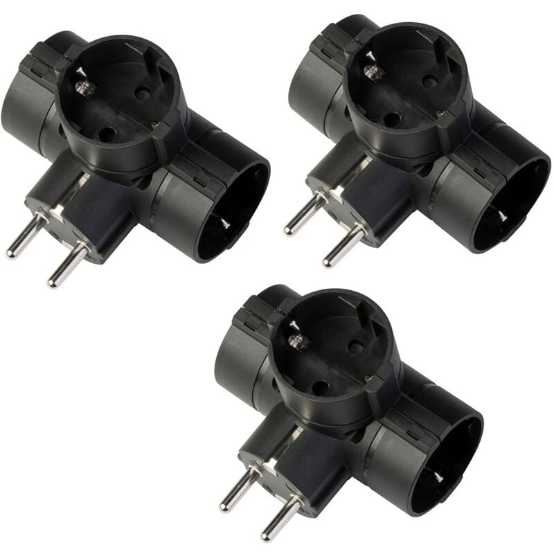 foto del prodotto poly pool pp2350.13 adattatore spina schuko adattatore con 3 prese schuko standard tedesca e spina 16a adattatore multipresa di colore nero