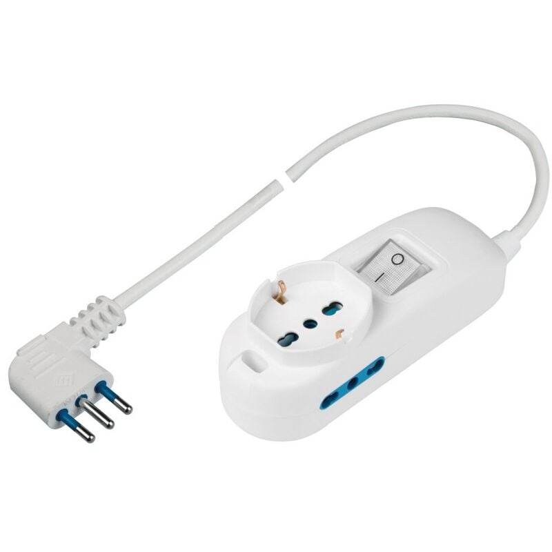 foto del prodotto poly pool pp2500xl presa multipla p40 pluristandard, spina salvaspazio grande 16 a, 1.5 metri cavo e interruttore, bianco,3500w