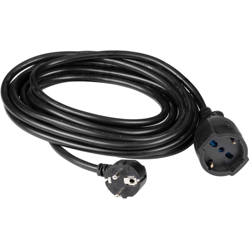 foto del prodotto poly pool pp2623.1qb prolunga elettrica nera 250v cavo elettrico estensibile 3 metri, spina elettrica 16a 2p t salvaspazio, presa elettrica schuko