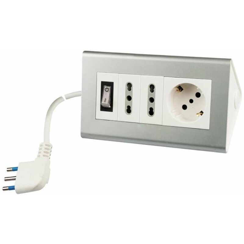 foto del prodotto poly pool presa multipla 250v 2 prese bivalenti 10 16a 1 presa standard 2 metri