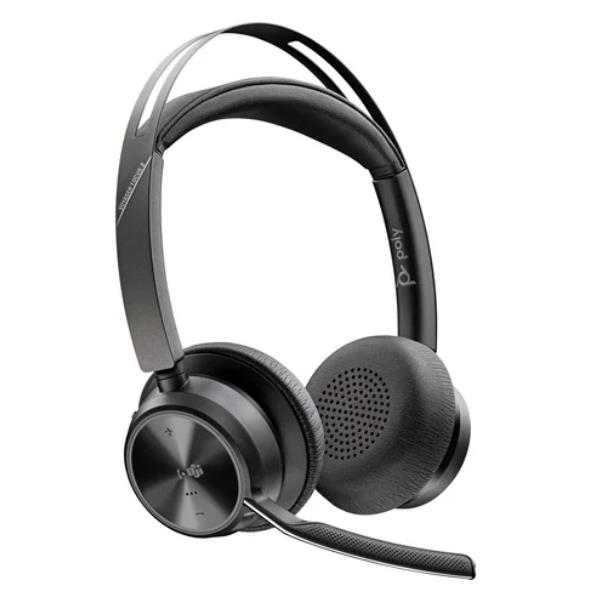 foto del prodotto poly voyager focus 2 microsoft teams certified usb c c headset usb c a adapter