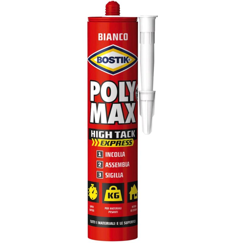 foto del prodotto polymax poly max high tack express colla montaggio universale cartuccia da 425 g bianco bostik