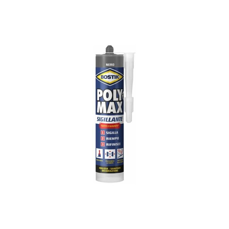 foto del prodotto polymax sigillante 280 ml nero cartuccia bostik